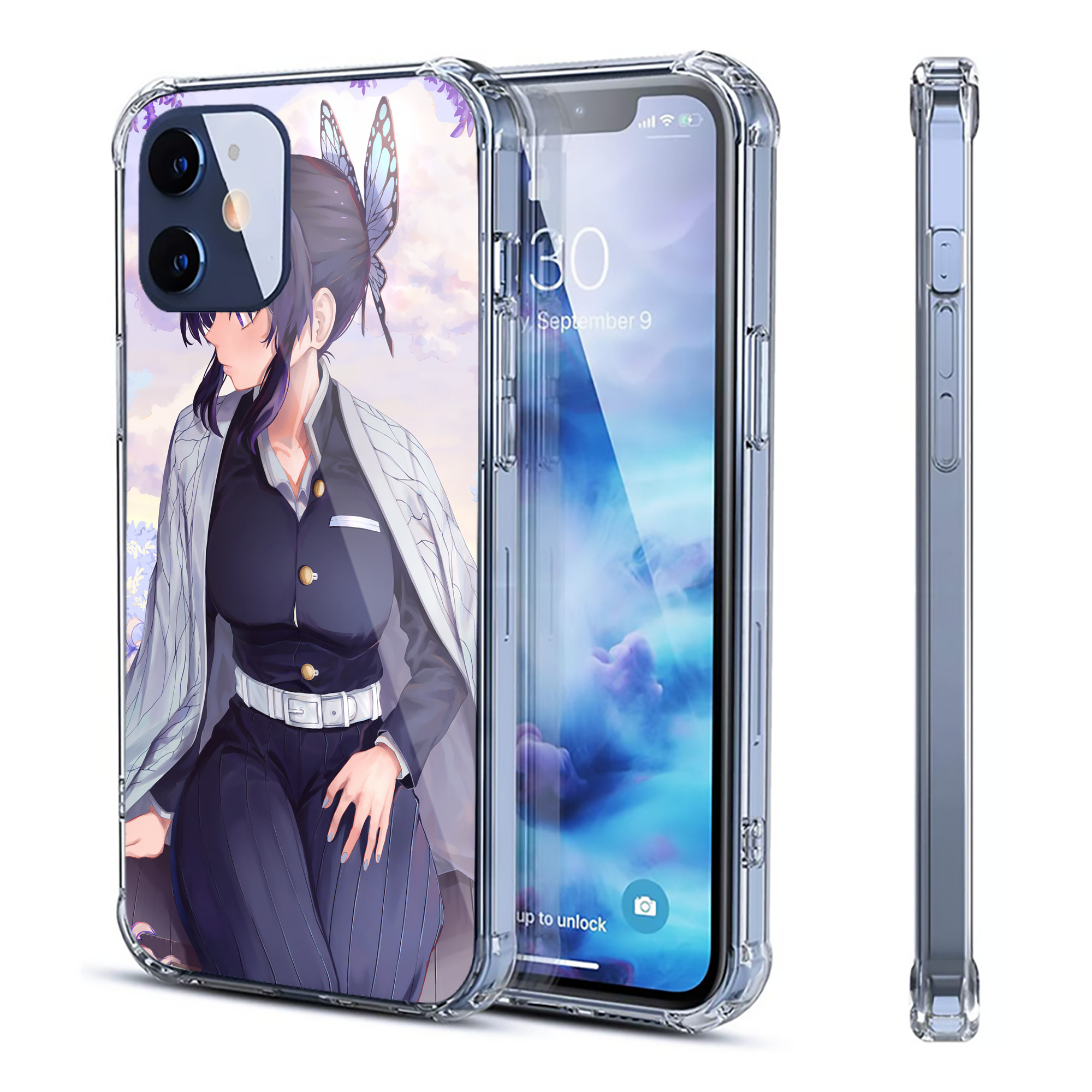 （画像用） 鬼滅の刃（きめつのやいば）蟲柱-胡蝶 しのぶ／こちょう しのぶ Kochou Shinobu 【iPhone 12シリーズ対応】透明スマホケース（クリアソフトケース）